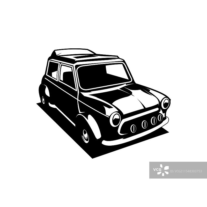 复古的库珀汽车传奇，孤立的单色图像图片素材