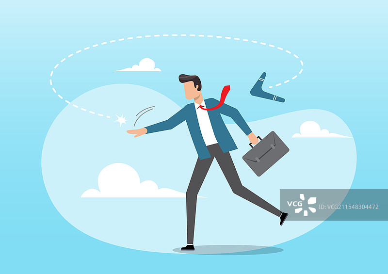 商人投掷回旋镖，结果受伤。图片素材