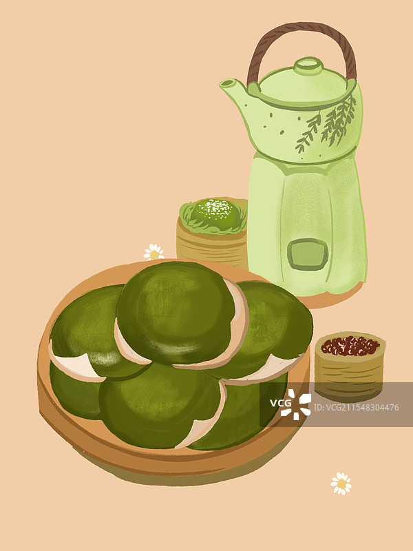 清明食物艾叶糍粑图片素材