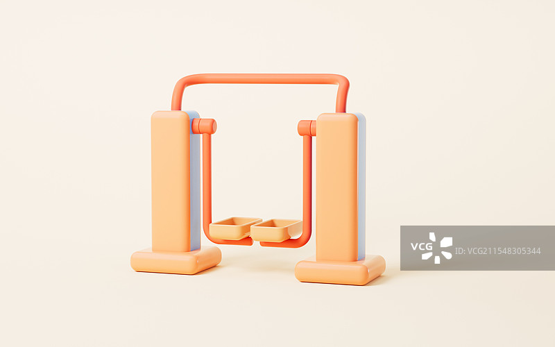 卡通风格老年锻炼身体器材三维渲染图片素材