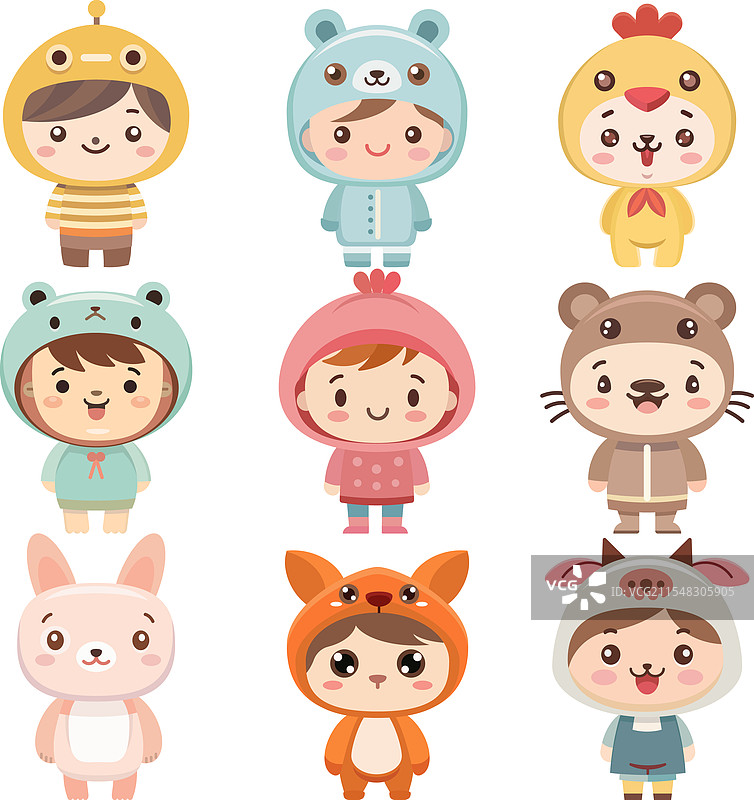 可爱的动物吉祥物角色图片素材