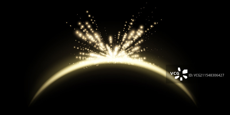 金色魔法拱门与发光粒子阳光图片素材