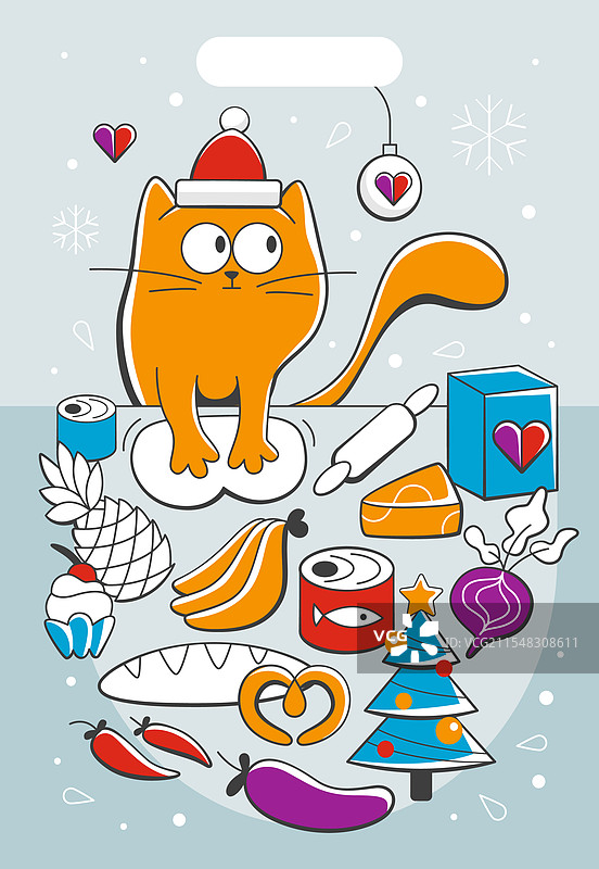 一只猫角色在烹饪食物图片素材