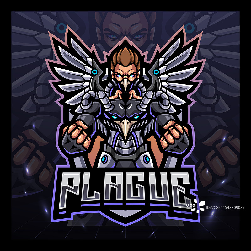 网络朋克瘟疫医生电子竞技吉祥物logo设计图片素材