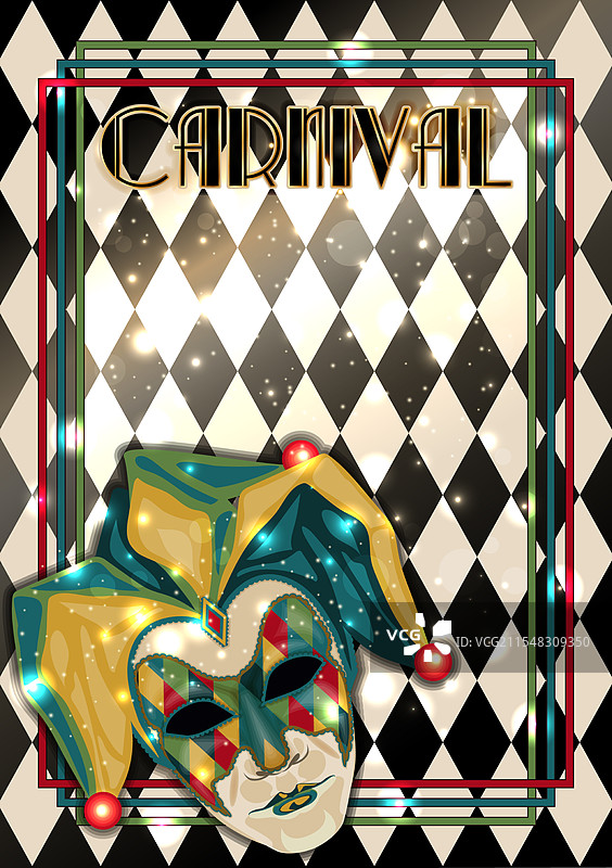 装饰艺术风格的嘉年华面具VIP卡图片素材