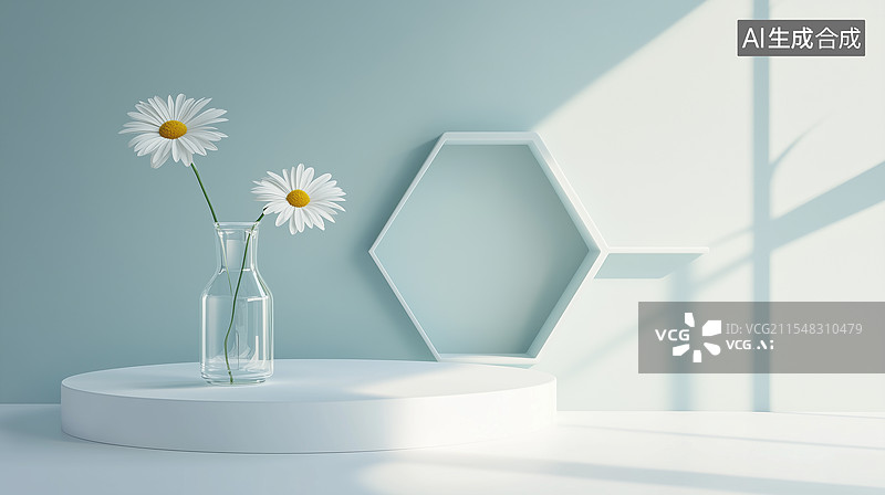 【AI数字艺术】简约室内白色讲台展示场景图片素材