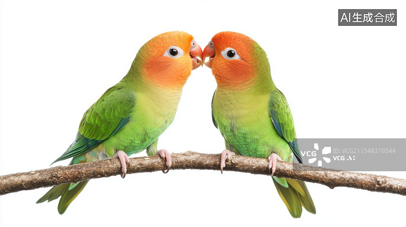 【AI数字艺术】一对红脸鸳鸯栖息在栖木上求偶图片素材