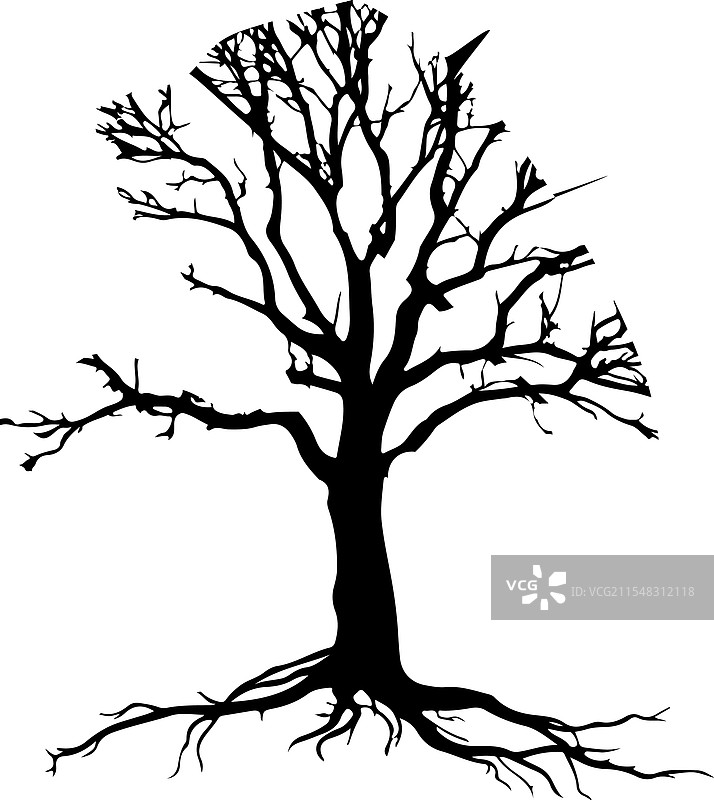 黑色树木剪影风格图片素材
