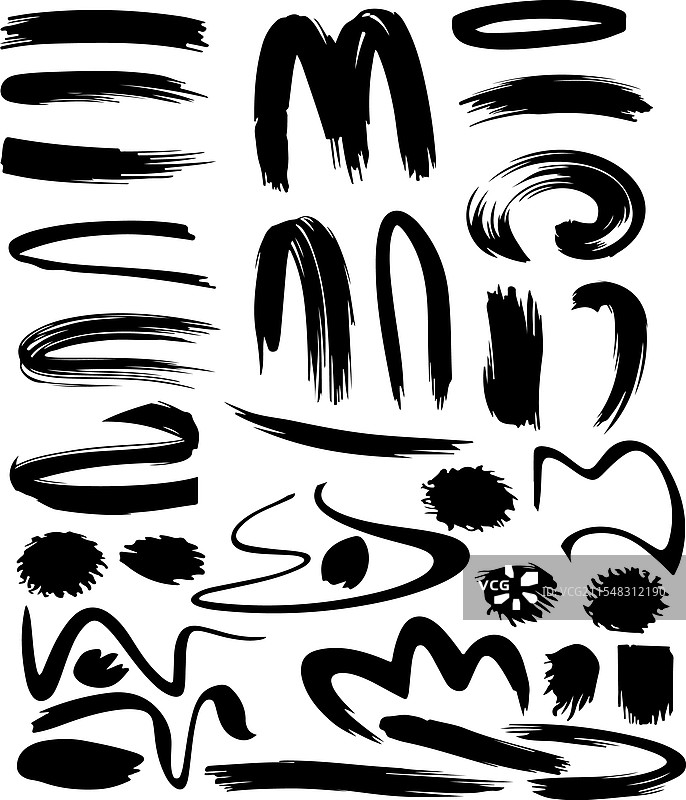 一组不同的黑色笔触图片素材