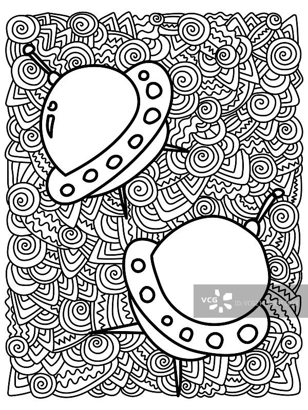 外星飞船冥想涂色页，内容丰富图片素材