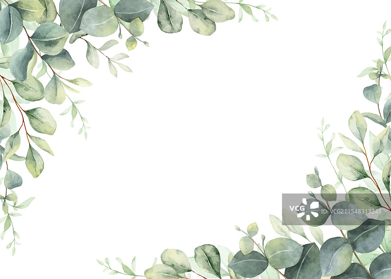 绿色水彩框角边框图片素材