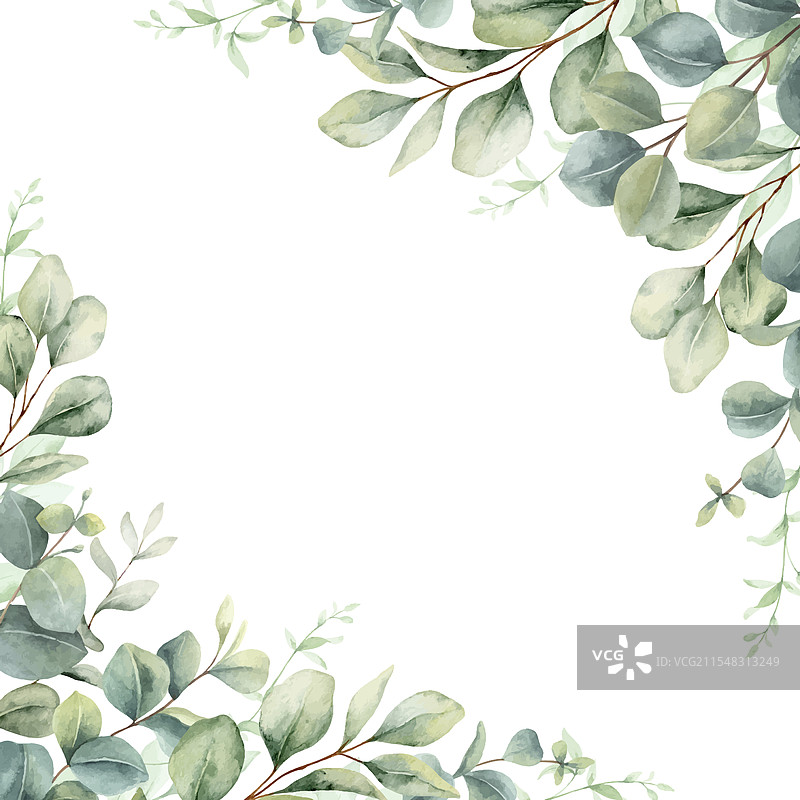 绿色水彩框角边框图片素材