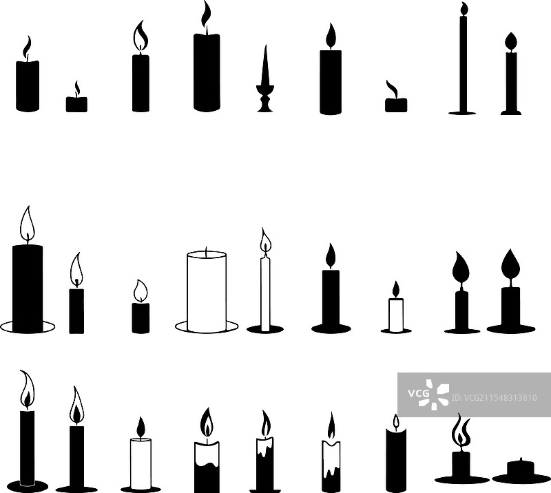 各种风格的简单蜡烛图标集合图片素材