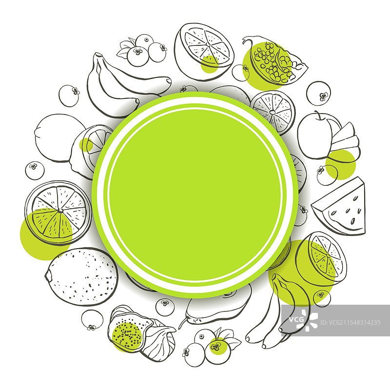 水果食品圆形设计模板，带有您的文本图片素材