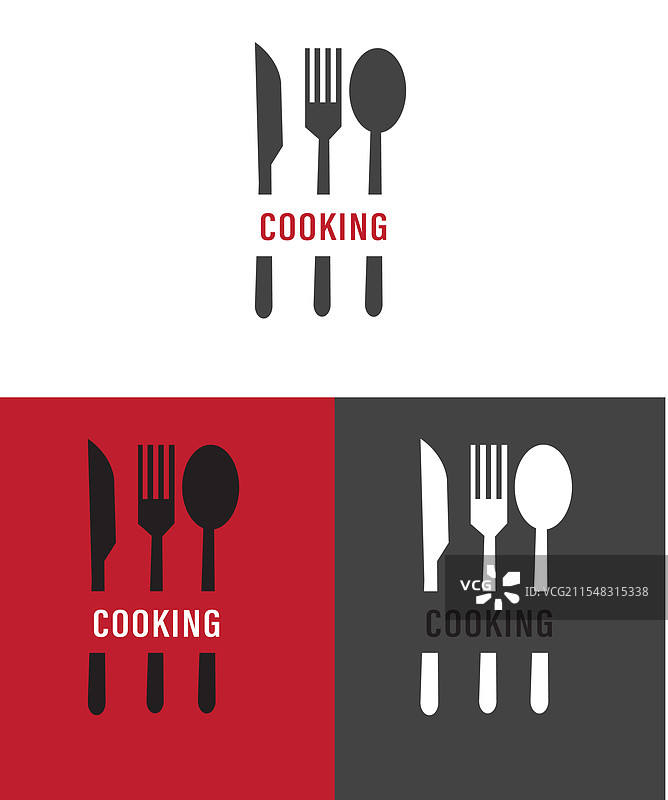 勺子、刀子和叉子的烹饪logo设计模板图片素材