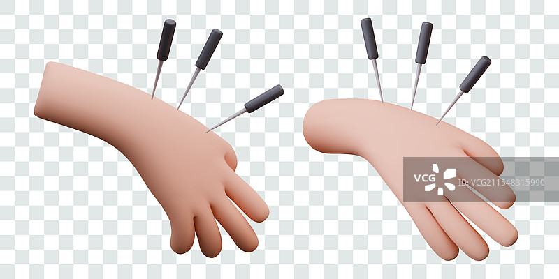 3D手部与特殊医疗针具套装图片素材