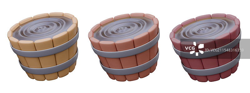 木质圆形浴缸，清水中泛起涟漪图片素材