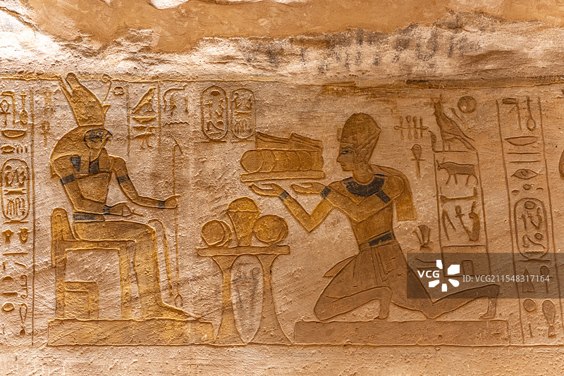 古埃及阿布辛贝神庙壁画图片素材