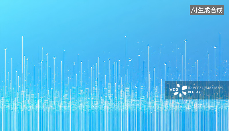 【AI数字艺术】城市蓝色商务科技现代化建筑背景图片素材