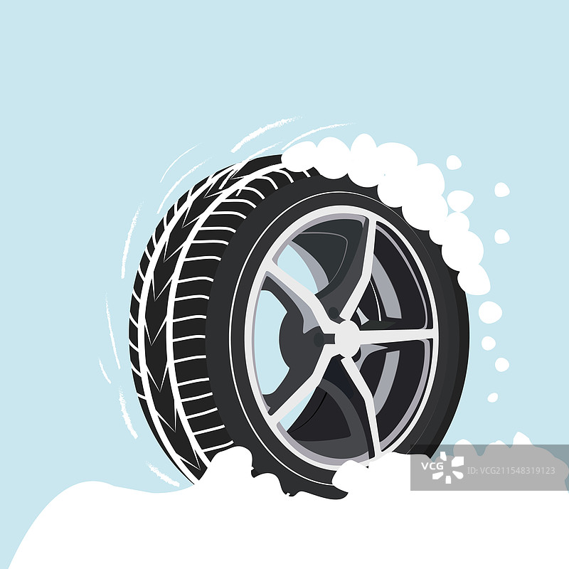 冬季轮胎图标，带有花纹的轮胎正在行驶图片素材