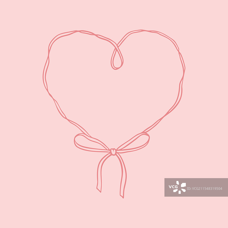 可爱的波西米亚风格心形丝带框架，带有绑带图片素材