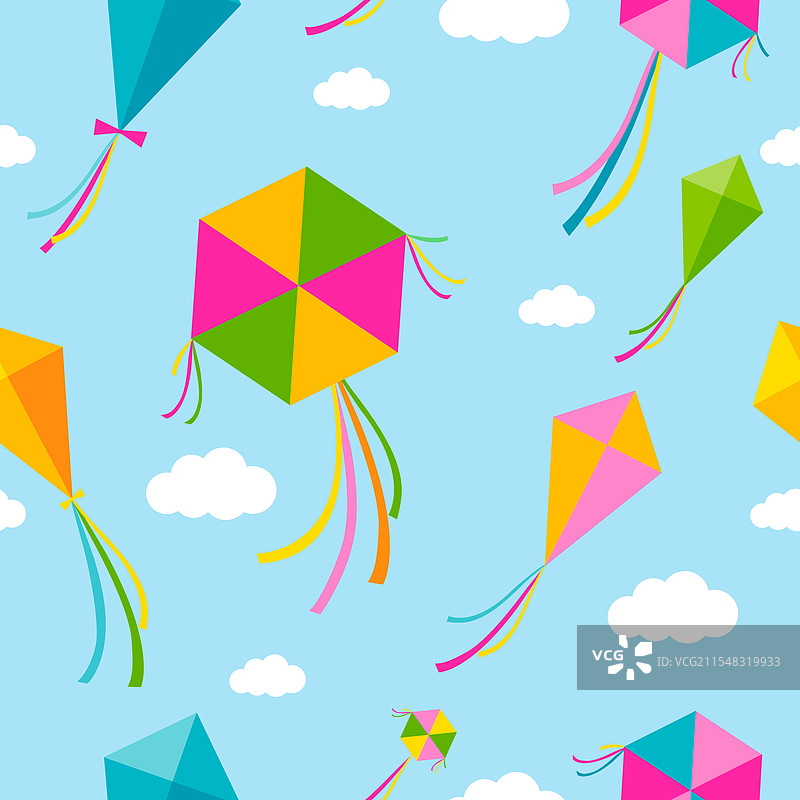 天空中飞翔的风筝无缝图案图片素材