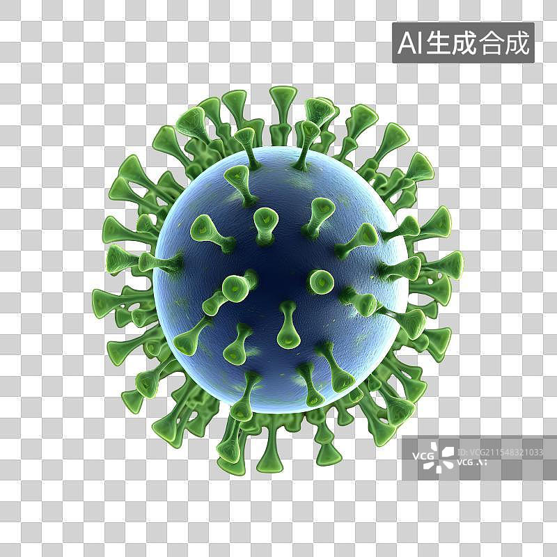 【AI数字艺术】3D渲染，流感病毒，病原体，冠状病毒，传染病医疗保健免抠元素图片素材