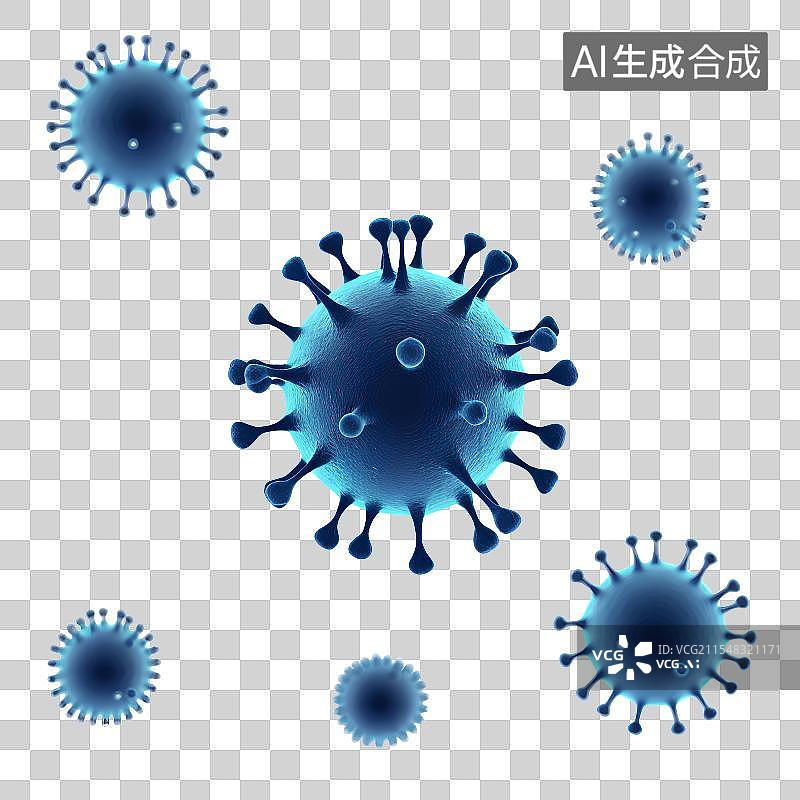 【AI数字艺术】3D渲染，流感病毒，病原体，冠状病毒，传染病医疗保健免抠元素图片素材