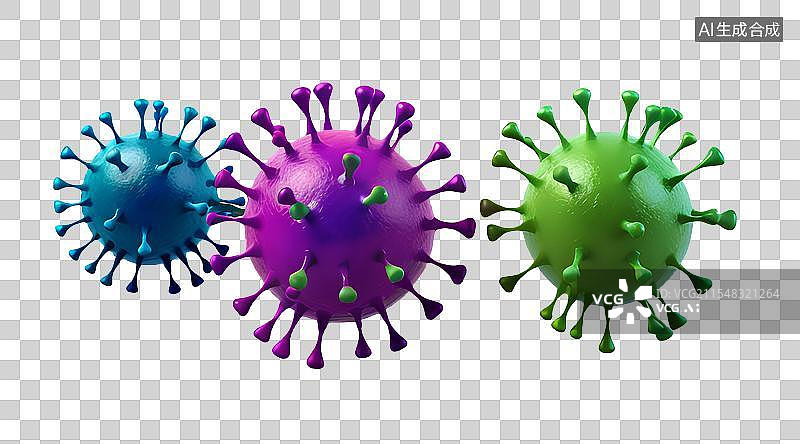 【AI数字艺术】3D渲染，流感病毒，病原体，冠状病毒，传染病医疗保健免抠元素图片素材