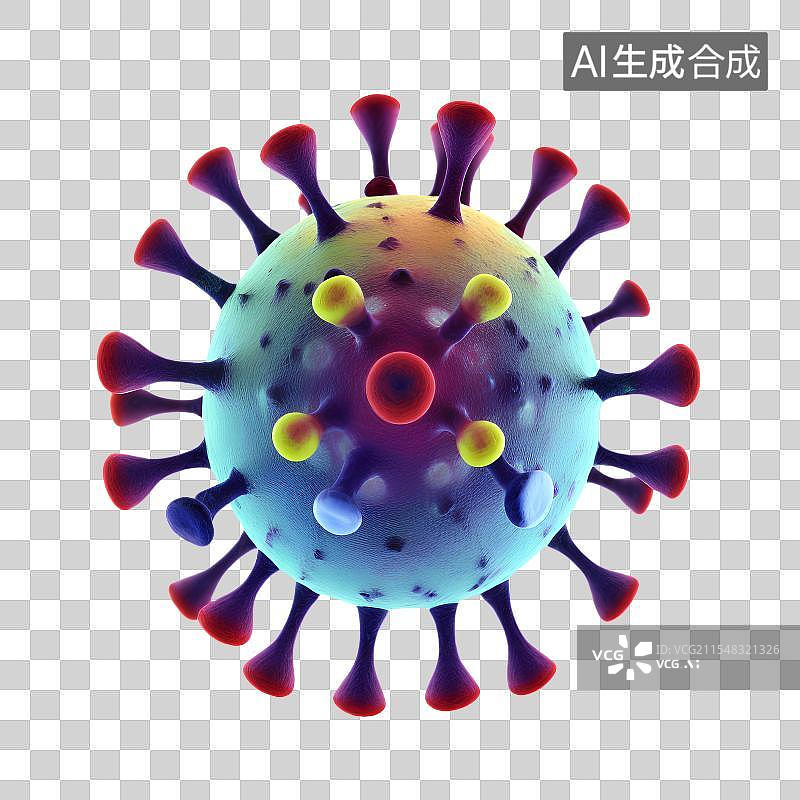 【AI数字艺术】3D渲染，流感病毒，病原体，冠状病毒，传染病医疗保健免抠元素图片素材