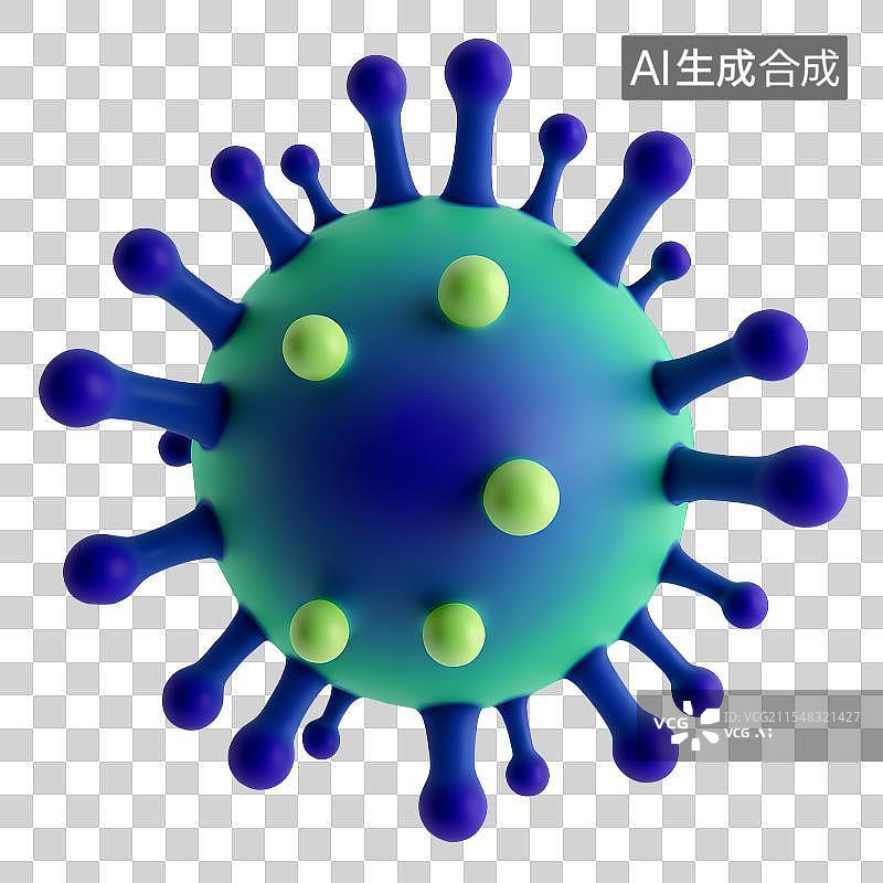 【AI数字艺术】3D渲染，流感病毒，病原体，冠状病毒，传染病医疗保健免抠元素图片素材