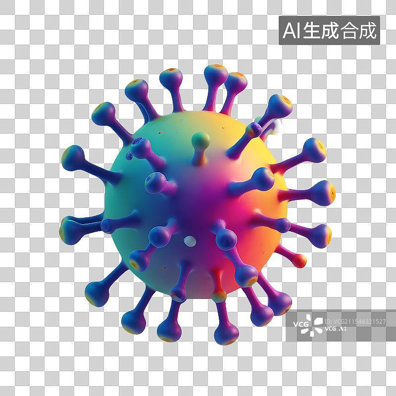 【AI数字艺术】3D渲染，流感病毒，病原体，冠状病毒，传染病医疗保健免抠元素图片素材