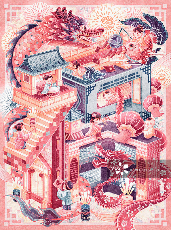 福龙贺年图图片素材