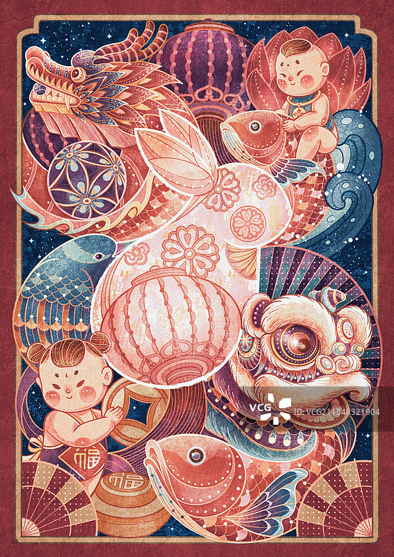 兔年新春装饰画图片素材