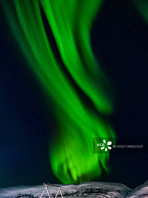 在摩尔曼斯克的捷里别尔卡的极光拍摄图片素材