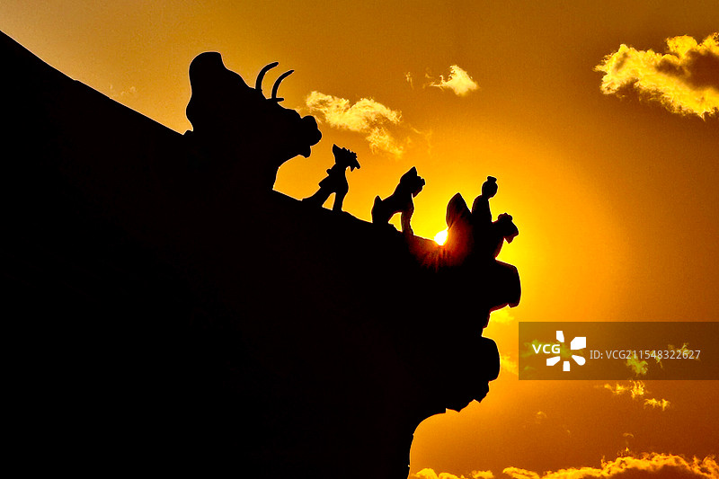 天坛落日檐角图片素材