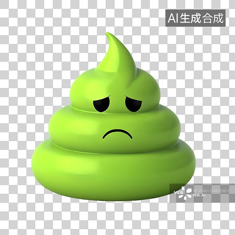 【AI数字艺术】3D渲染，可爱的卡通便便，便秘，一坨屎，皱眉伤心的大便，悲伤表情符号，免抠元素图片素材