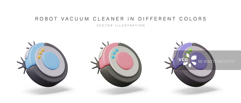 一组逼真的机器人吸尘器图片素材