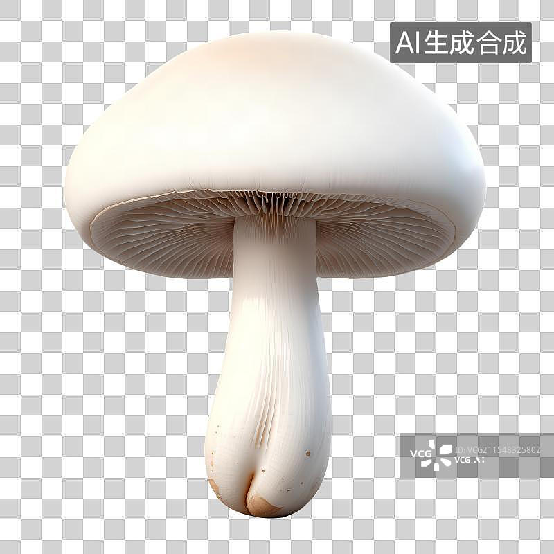 【AI数字艺术】3D渲染，菌类食材，口蘑，蘑菇，食用菌，蔬菜，免抠元素图片素材