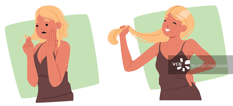 短发女性角色有分叉发梢的问题图片素材