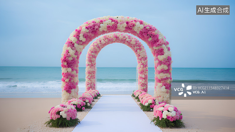 【AI数字艺术】浪漫海边婚礼布置图片素材
