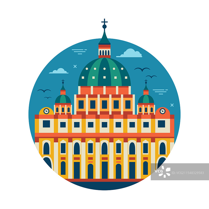 梵蒂冈大教堂和意大利著名地标图片素材