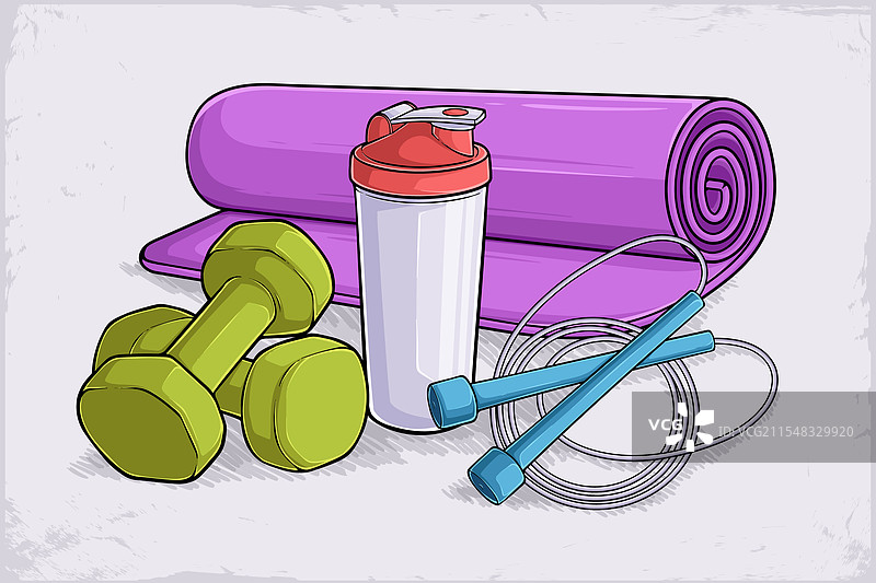 手绘的跨fit健身包锻炼套装图片素材