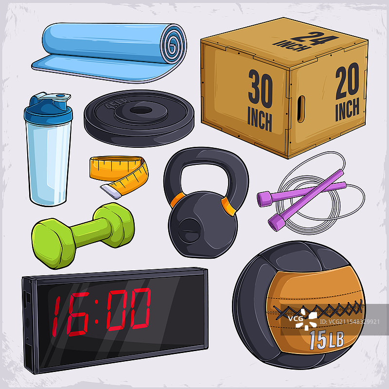 手绘的跨fit器材跳箱套装图片素材