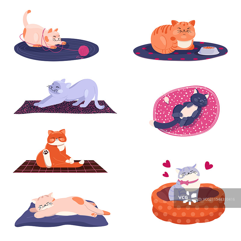 一组姿势各异的搞笑猫咪图片素材