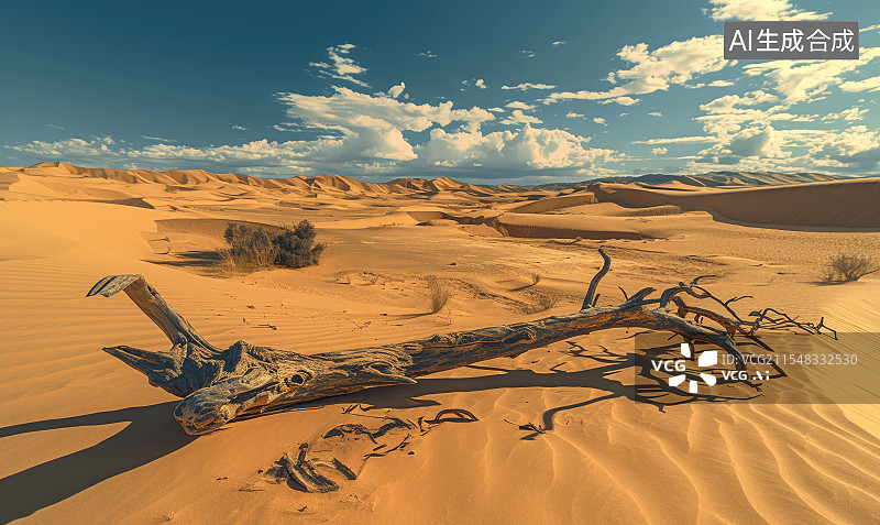 【AI数字艺术】沙漠里的枯树图片素材