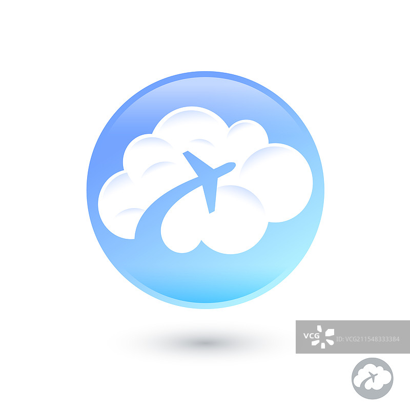 云朵飞机轮廓图标 航空公司应用程序图片素材