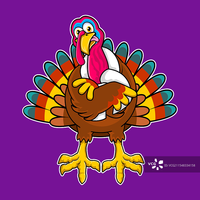 可爱的卡通化野生火鸡图片素材