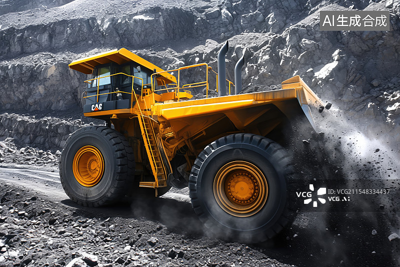 【AI数字艺术】矿场渣土车正在工作图片素材