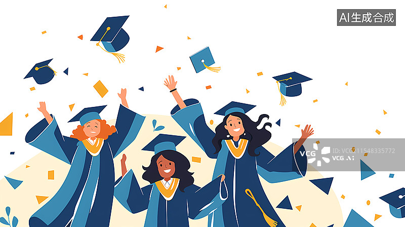 【AI数字艺术】卡通学生人物插画图片素材